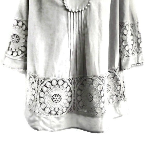 Daniel Rainn Boho Blouse Grey Inset Lace Cotton SiLK Cami Liner S - Picture 5 of 14